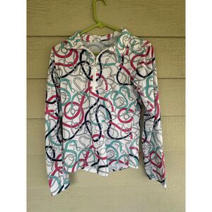 SanSoleil UV 50+ Cooling Block Chain 1/4 Zip Long Sleeve Mock Top, Women's XS